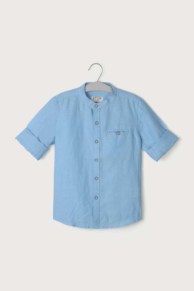 Solid-Blended-Fabric-Collared-Boys-Shirt