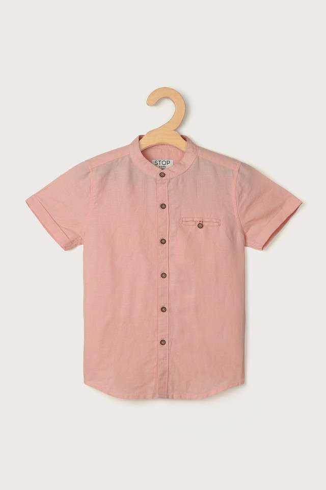 Solid-Blended-Fabric-Collared-Boys-Shirt