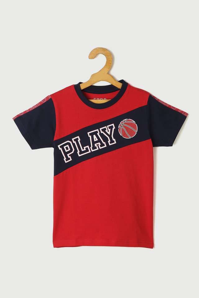 Color-Block-Cotton-Round-Neck-Boys-T-Shirt
