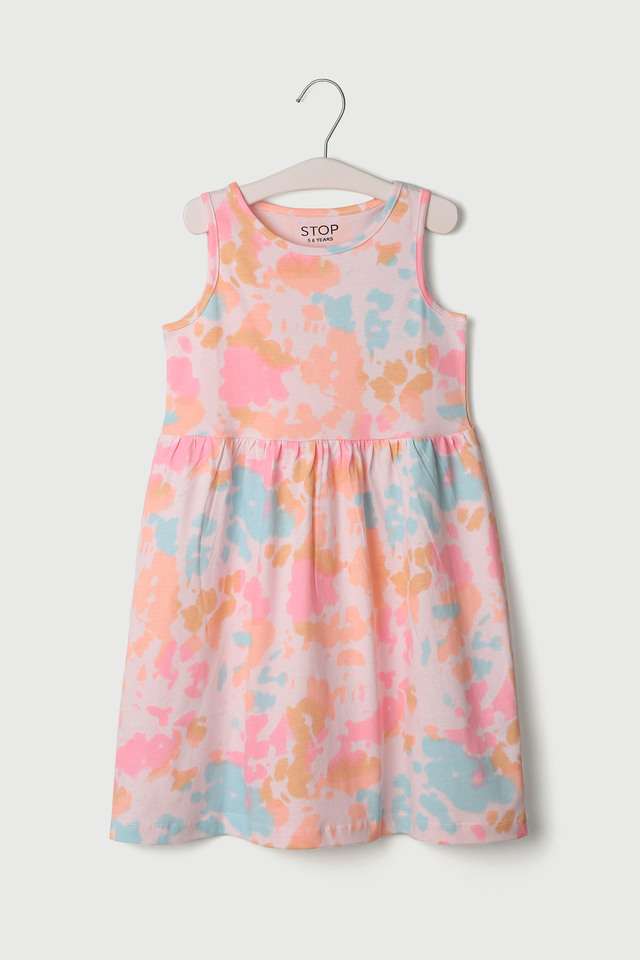 Tie-&-Dye-Cotton-Round-Neck-Girls-Casual-Wear-Dress