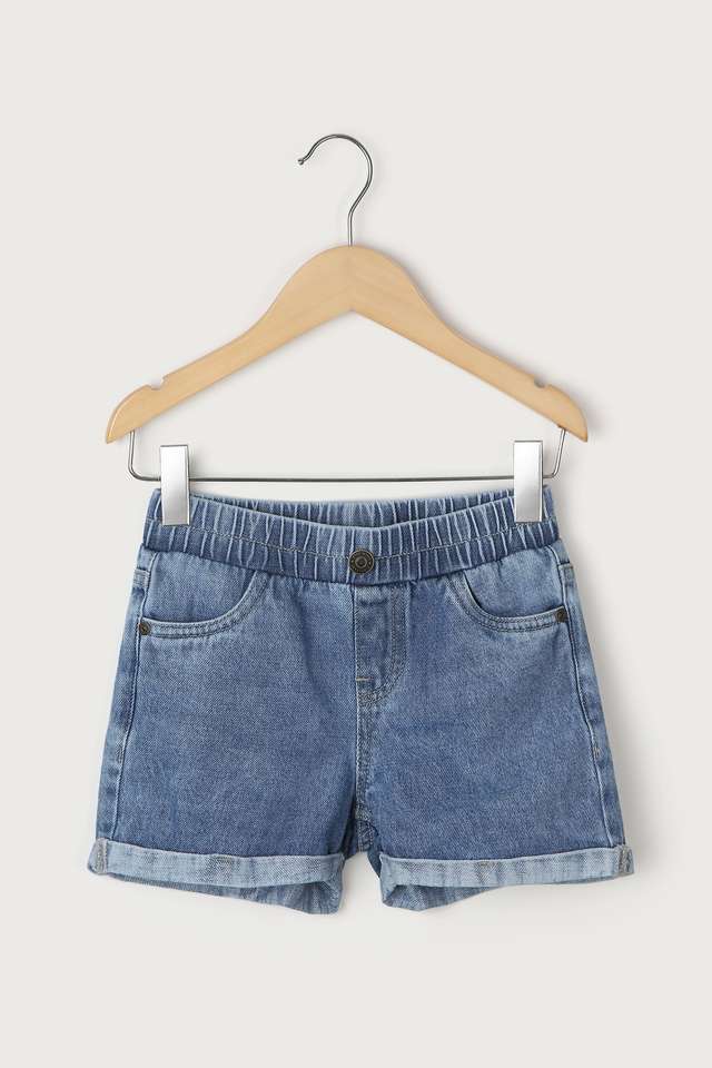 Solid-Denim-Regular-Fit-Girls-Shorts