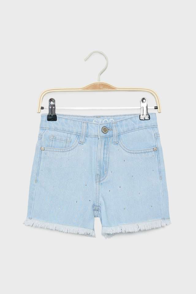 Solid-Denim-Regular-Fit-Girls-Shorts