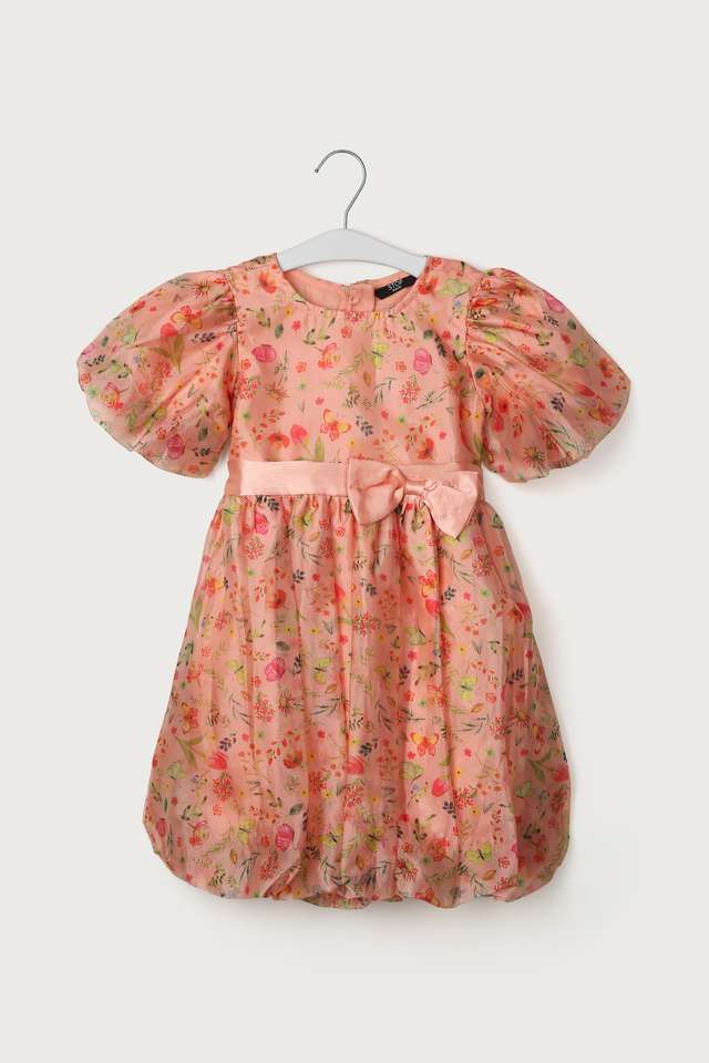 Printed-Polyester-Round-Neck-Girls-Casual-Wear-Dress