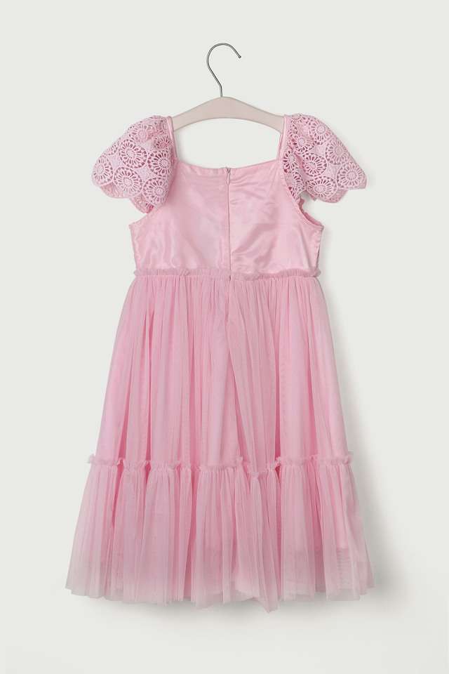 Solid-Lace-Square-Neck-Girls-Casual-Wear-Dress