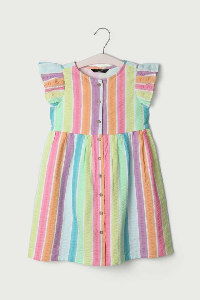 Printed-Blended-Fabric-Round-Neck-Girls-Casual-Wear-Dress