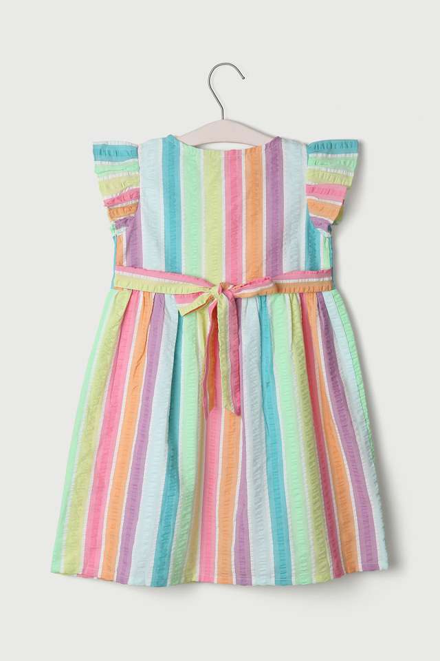 Printed-Blended-Fabric-Round-Neck-Girls-Casual-Wear-Dress