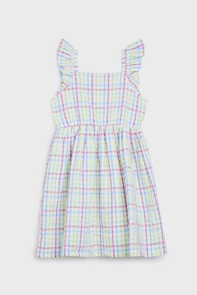 Checks-Cotton-Square-Neck-Girls-Casual-Wear-Dress