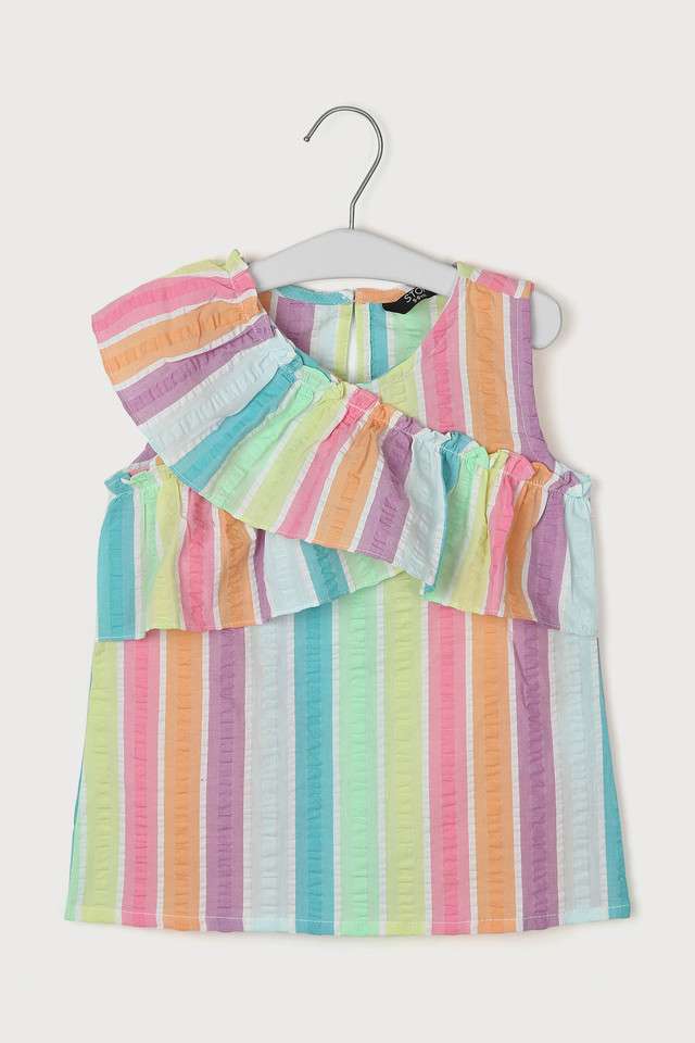 Printed-Blended-Fabric-Round-Neck-Girls-Top