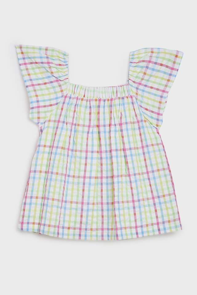 Checks-Cotton-Square-Neck-Girls-Casual-Wear-Top