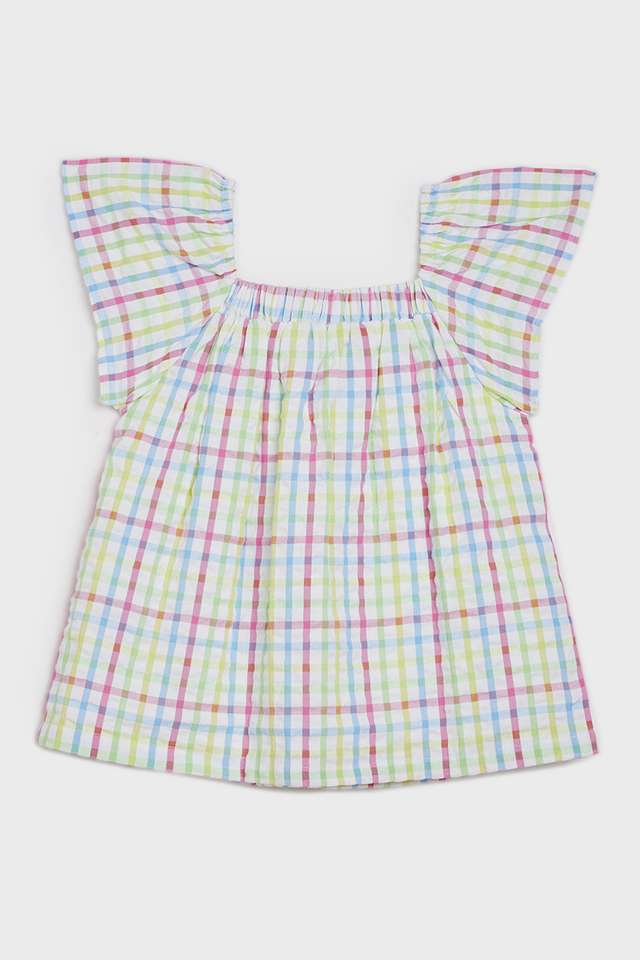 Checks-Cotton-Square-Neck-Girls-Casual-Wear-Top