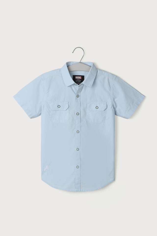 Solid-Blended-Fabric-Collared-Boys-Shirt