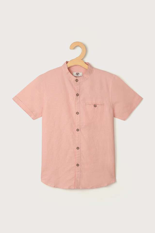 Solid-Blended-Fabric-Collared-Boys-Shirt