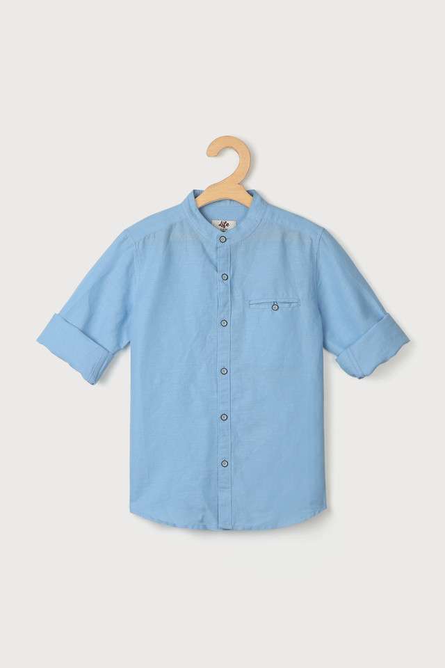 Solid-Blended-Fabric-Collared-Boys-Shirt