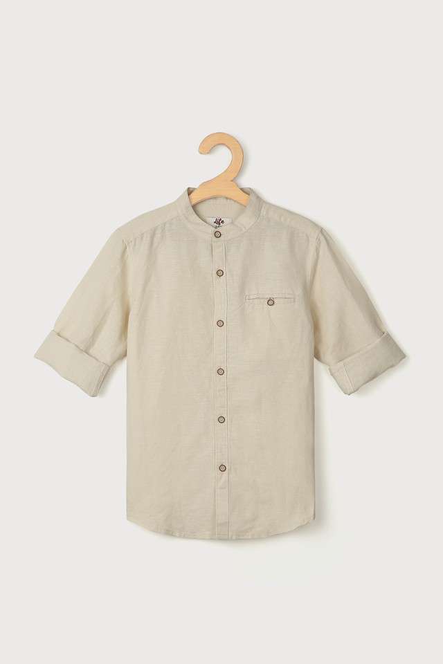 Solid-Blended-Fabric-Collared-Boys-Shirt