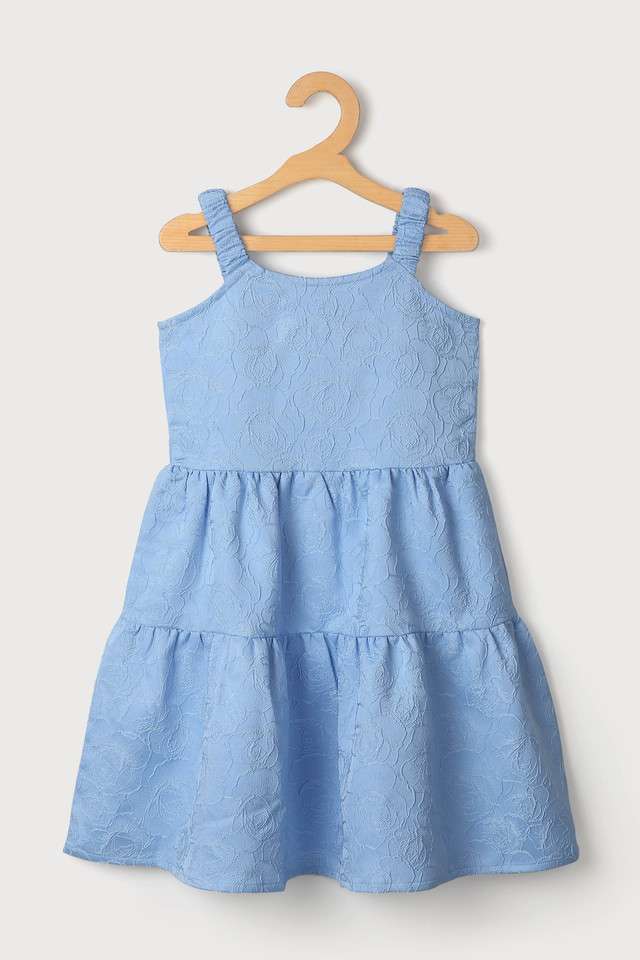 Solid-Blended-Fabric-Round-Neck-Girls-Casual-Wear-Dress