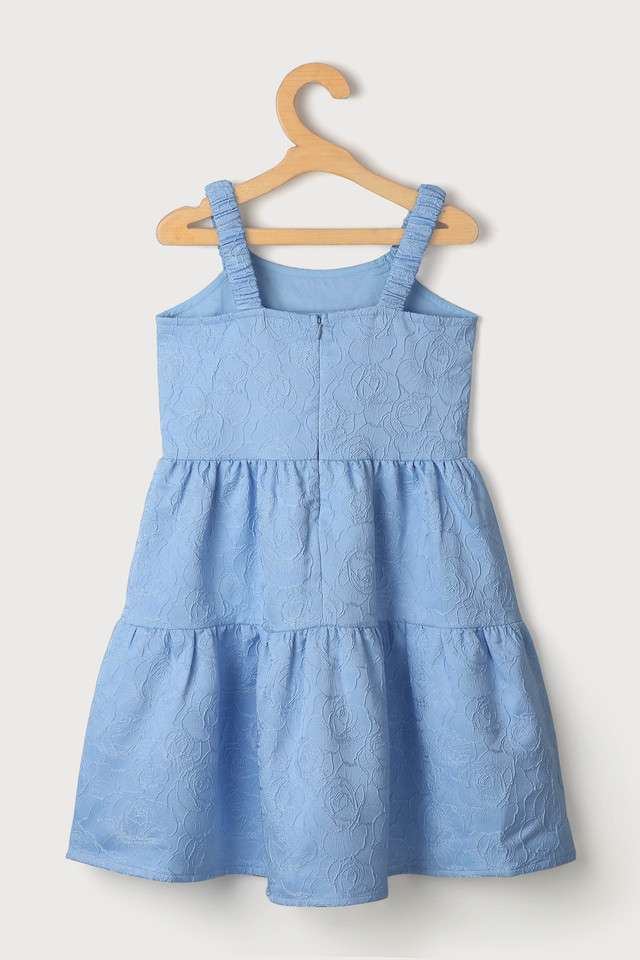 Solid-Blended-Fabric-Round-Neck-Girls-Casual-Wear-Dress