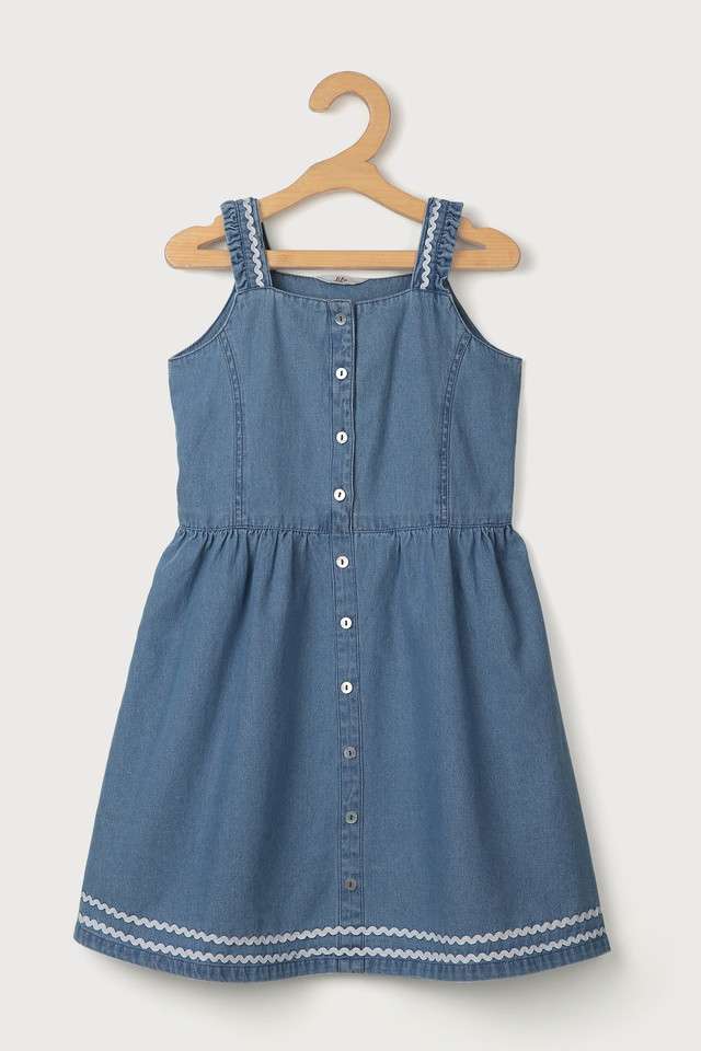 Solid-Cotton-Round-Neck-Girls-Casual-Wear-Dress
