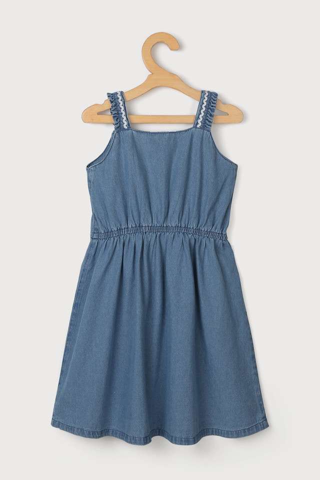 Solid-Cotton-Round-Neck-Girls-Casual-Wear-Dress