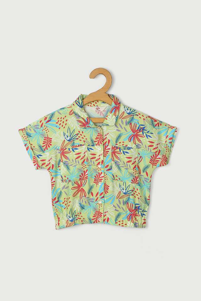 Printed-Viscose-Collared-Girls-Top