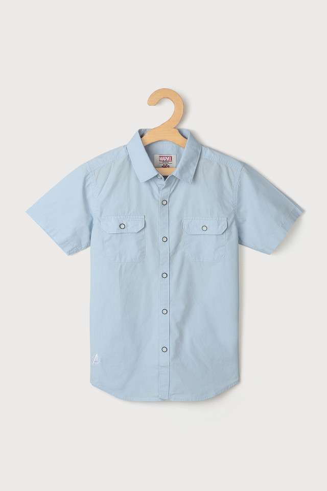 Solid-Blended-Fabric-Collared-Boys-Shirt