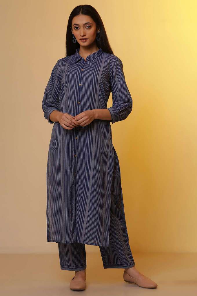 Printed-Cotton-Collared-Women-s-Kurta-Set