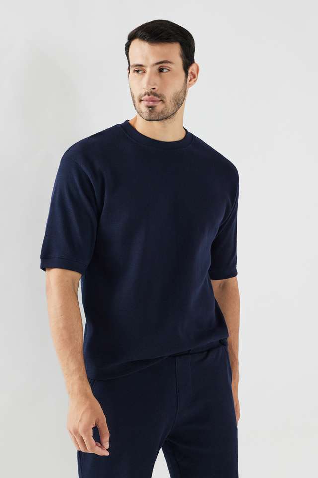 Solid-Cotton-Blend-Round-Neck-Men-s-T-Shirt