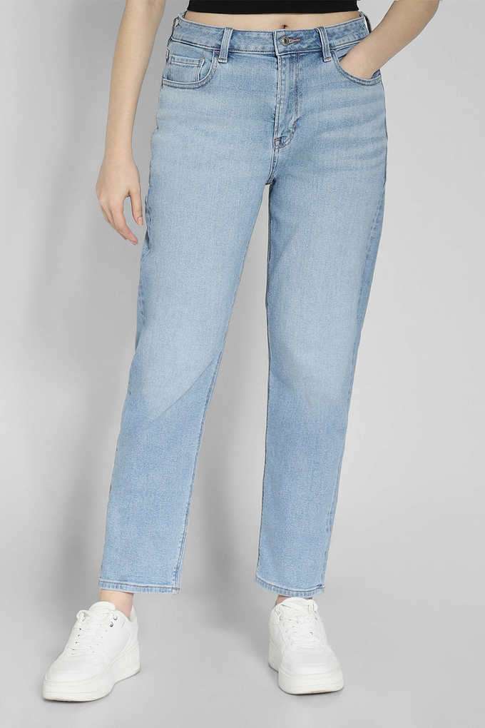 Mid-Rise-Dark-wash-Cotton-Mom-Fit-Women-s-Jeans