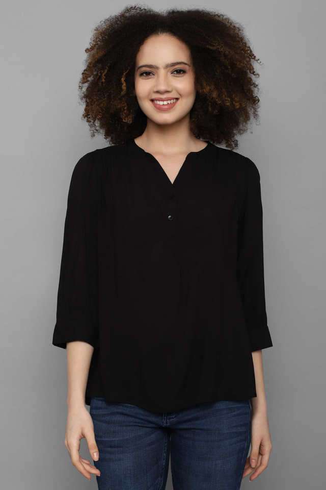 Solid-Rayon-Collared-Women-Top