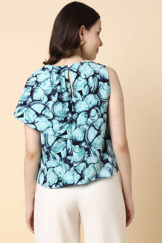 Abstract-Polyester-Round-Neck-Women-Top