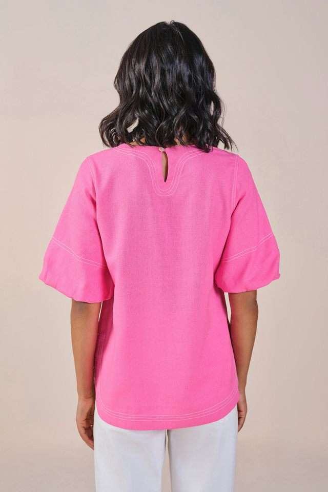 Solid-Viscose-Round-Neck-Women-s-Top