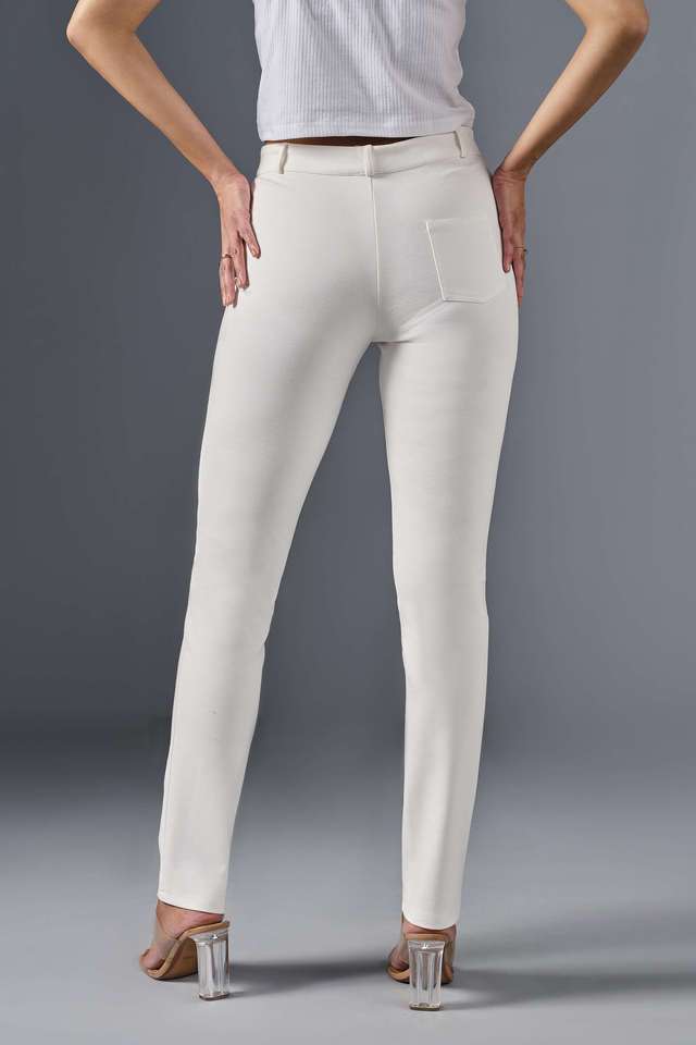 Solid-Skinny-Fit-Blended-Fabric-Women-s-Casual-Wear-Trousers