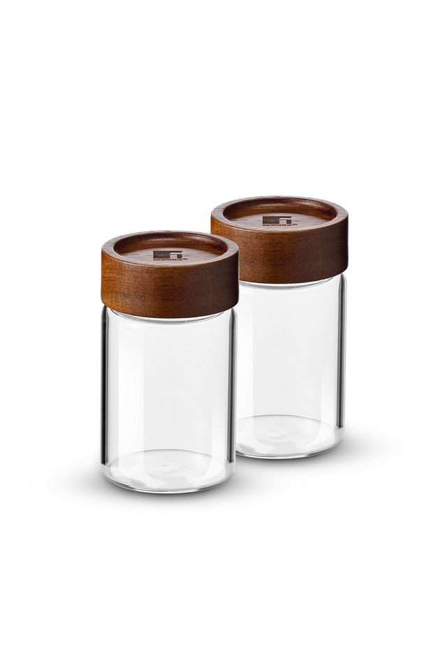 Acadia-Borosilicate-Glass-Jar-With-Wooden-Lid-2Pc-Set-6.5x6.5x11-cm---260-ml
