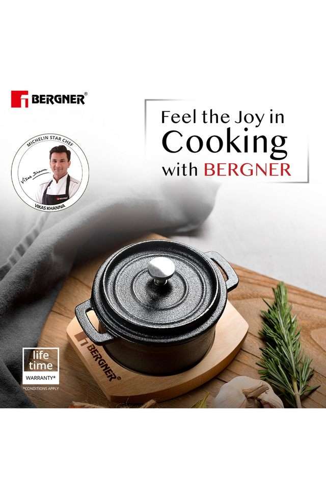 Buy Bergner Black Cook Share Cast Iron Mini Casserole With Lid