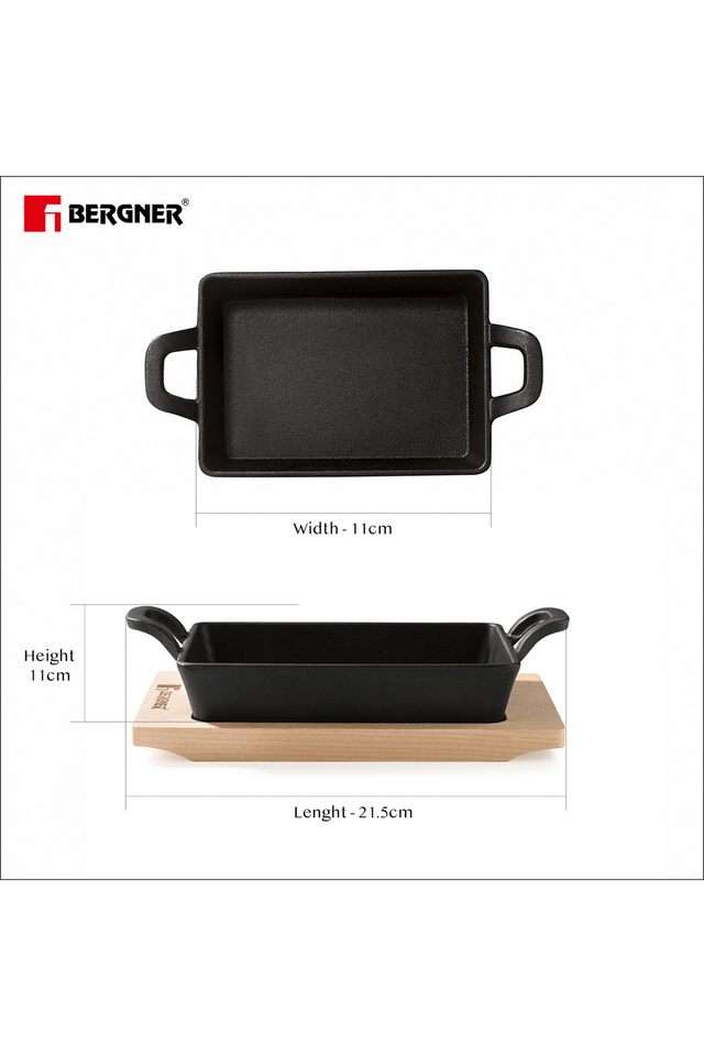Cook-&-Share-Cast-Iron-Mini-Pan-With-Wooden-Tray---16-cm
