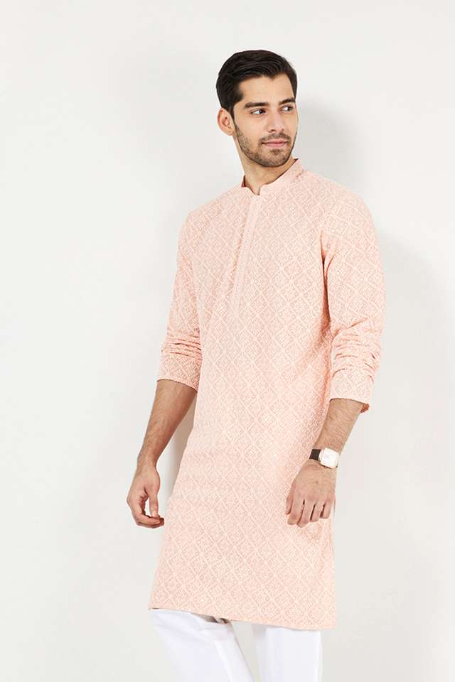 Schiffli-Blended-Fabric-Regular-Fit-Men-s-Kurta