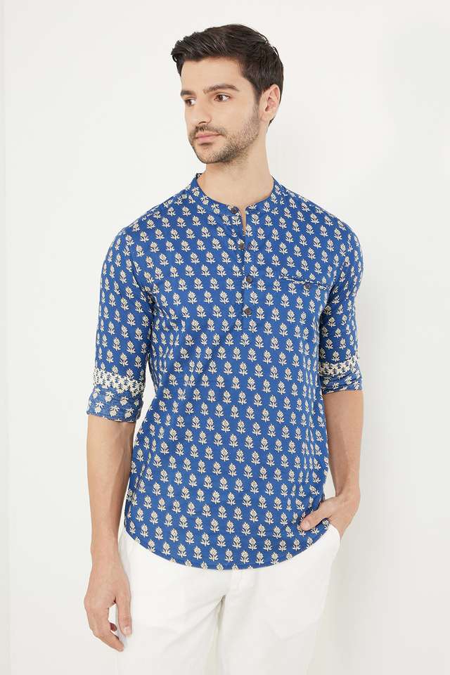 Printed-Cotton-Regular-Fit-Men-s-Short-Kurta