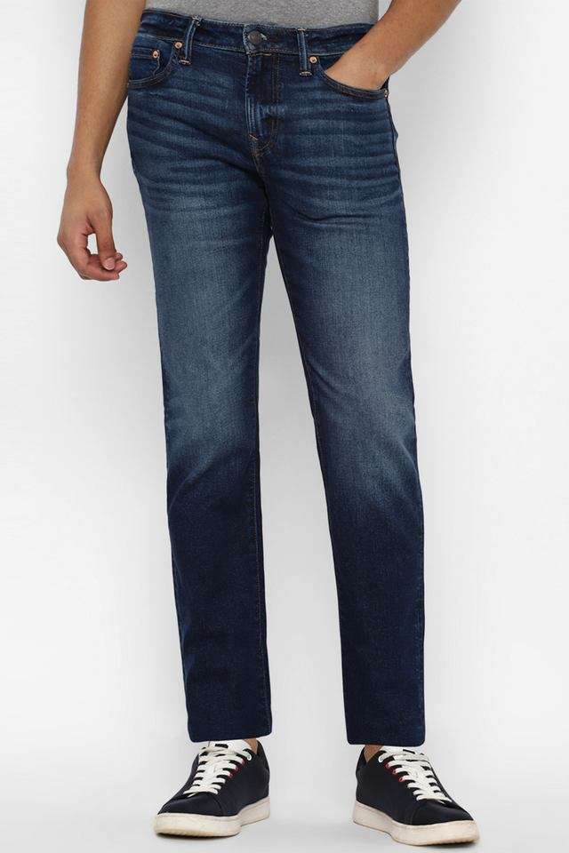 Light-Wash-Polyester-Cotton-Straight-Fit-Men-s-Jeans