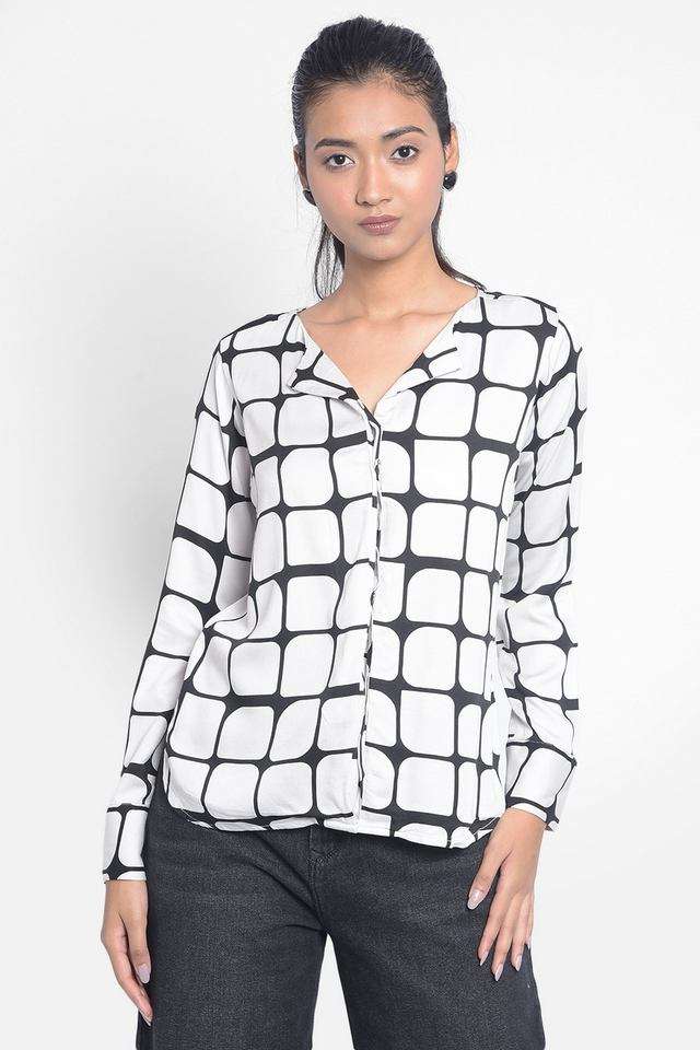 crimsoune club Checks Viscose Collared Women Shirt-picture-42