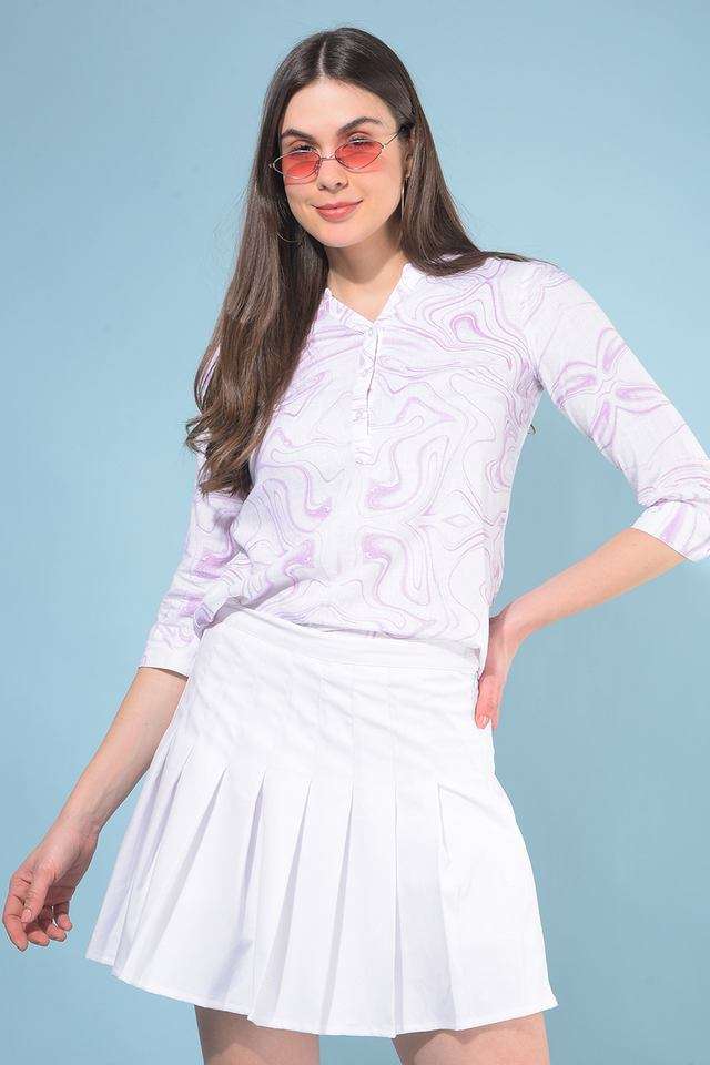 crimsoune club Abstract Blended Fabric Collared Women Top-picture-26