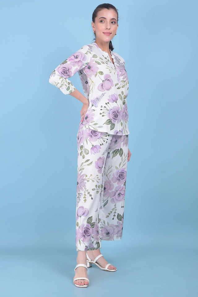 crimsoune club Floral Viscose Collared Women Top-picture-21