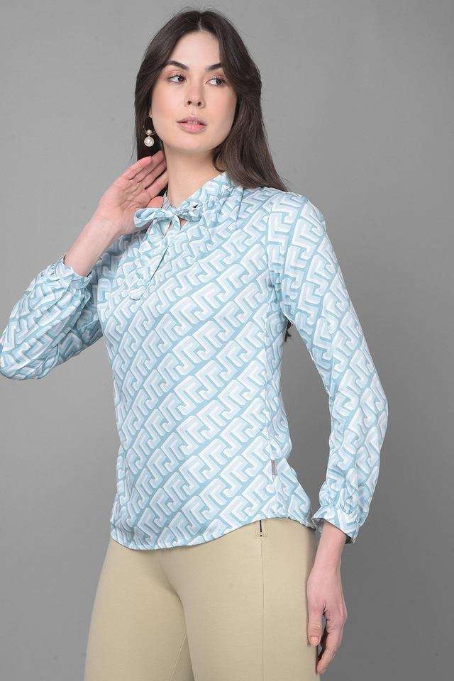 crimsoune club Geometric Print Viscose V-Neck Women's Top-picture-14