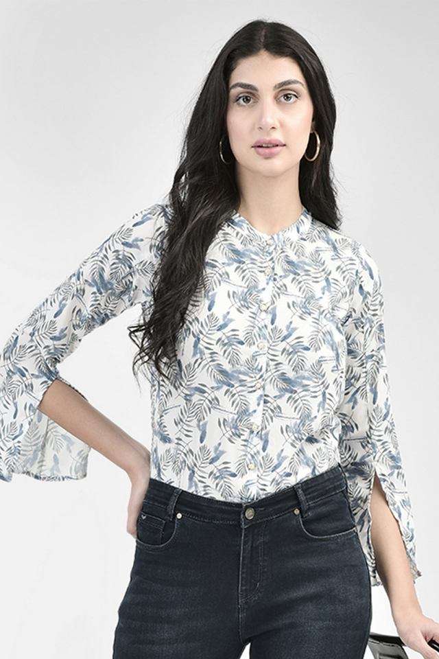 crimsoune club Floral Polyester Collared Women's Top-picture-30