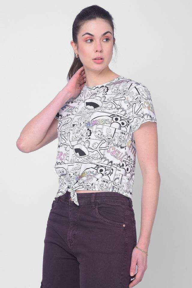 Graphic Print Cotton Round Neck Women Top-image-48