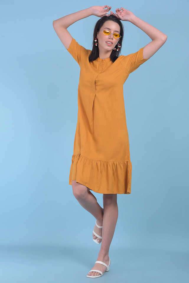 crimsoune club Solid Collared Viscose Women Dress-picture-19