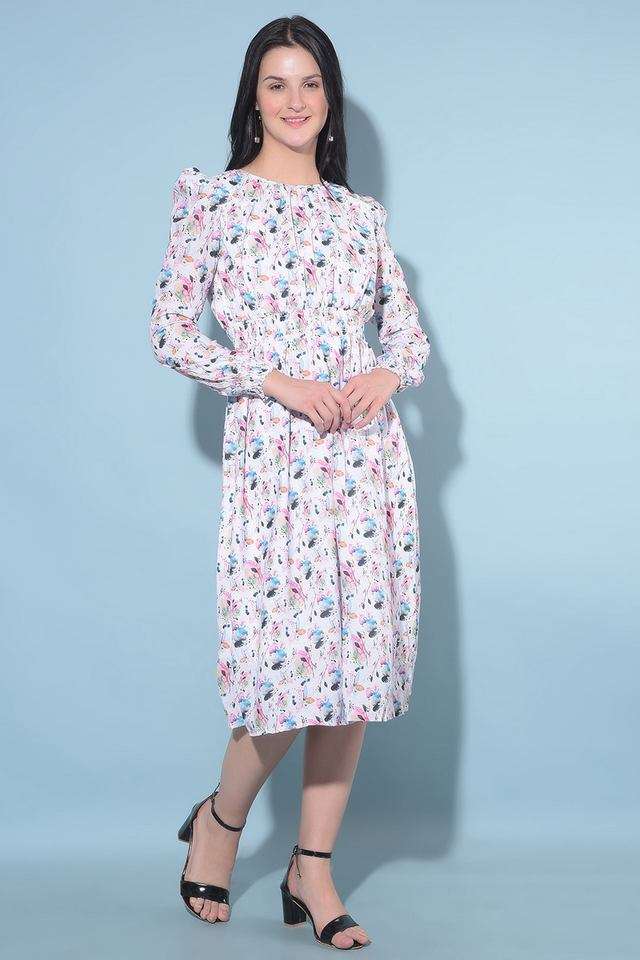 crimsoune club Floral Round Neck Viscose Women Dress-picture-29