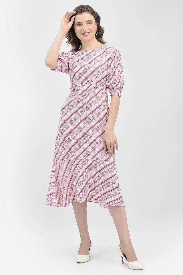 crimsoune club Stripes Boat Neck Blended Fabric Women Dress-picture-14