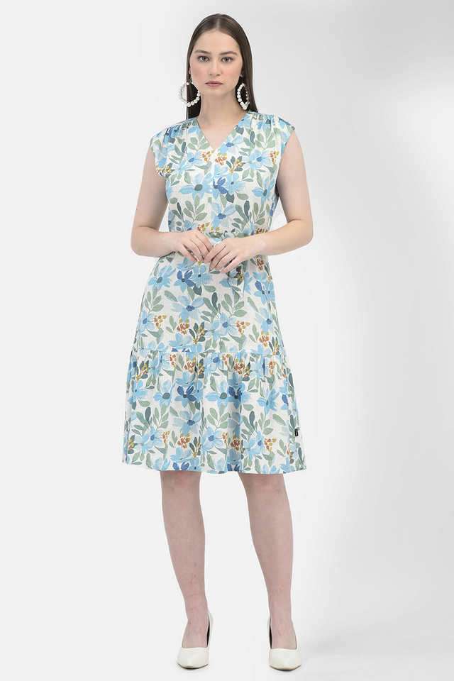 crimsoune club Floral V-Neck Blended Fabric Women Dress-picture-33