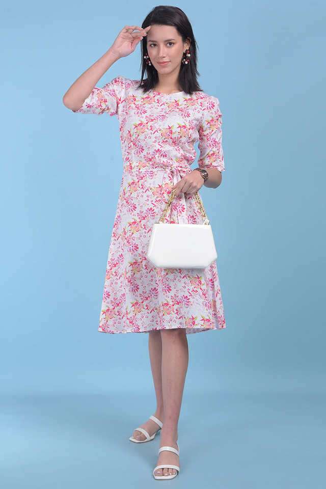 crimsoune club Floral Round Neck Viscose Women Dress-picture-11