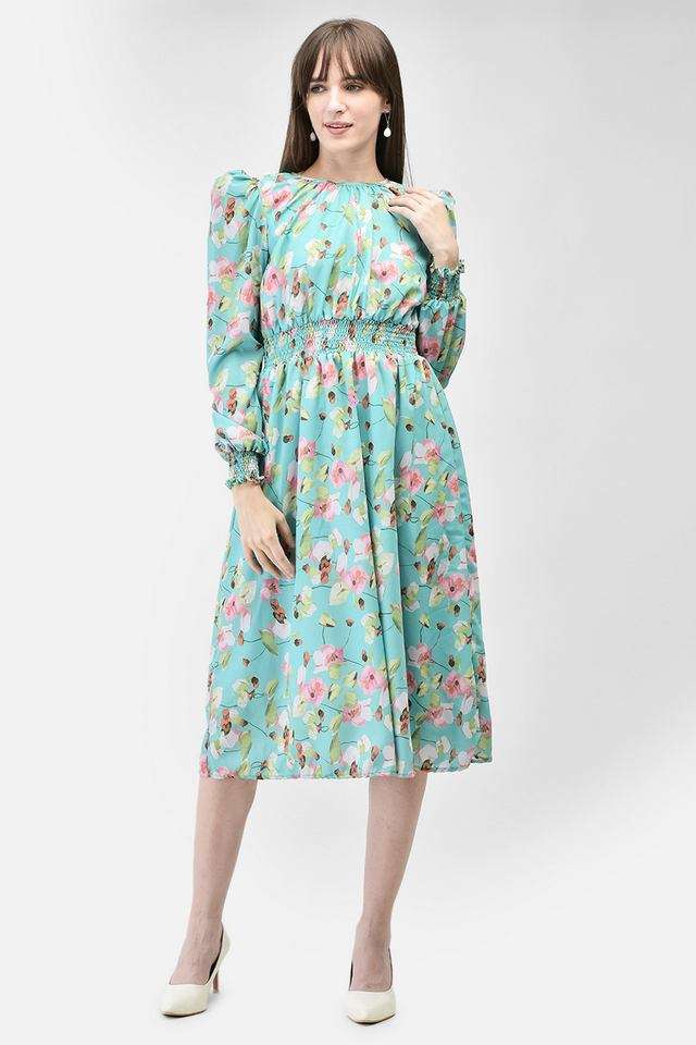 crimsoune club Floral Round Neck Polyester Women Dress-picture-21