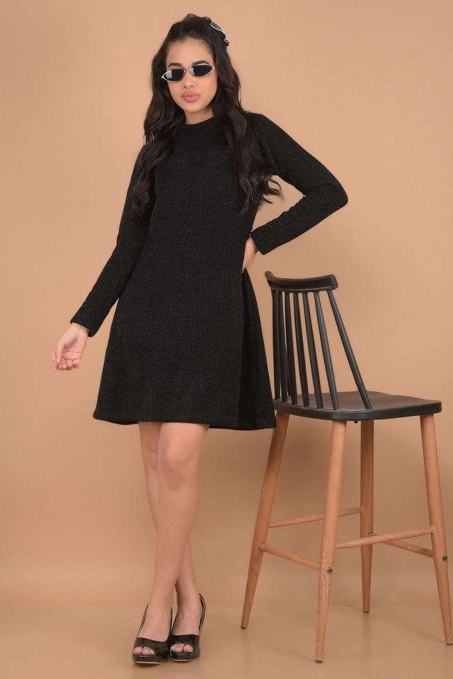 crimsoune club Textured High Neck Polyester Women Dress-picture-27